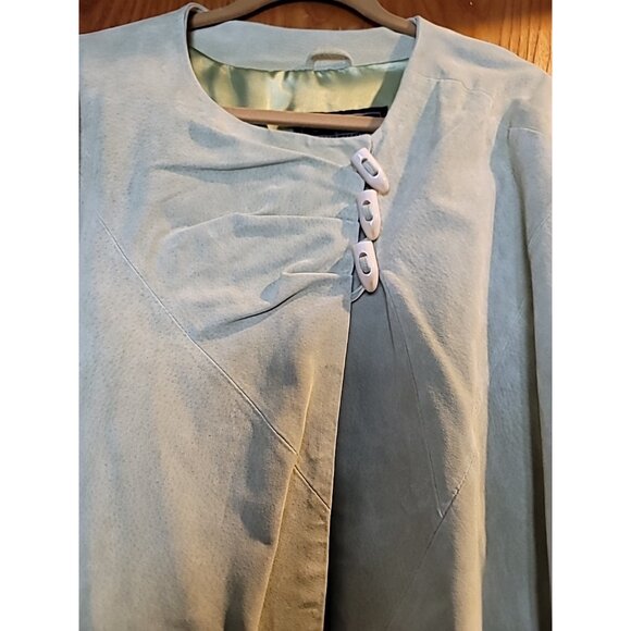 Terry Lewis Classic Luxurie Women Suede Leather Fringe Cape One Size Mint Green - Picture 2 of 14